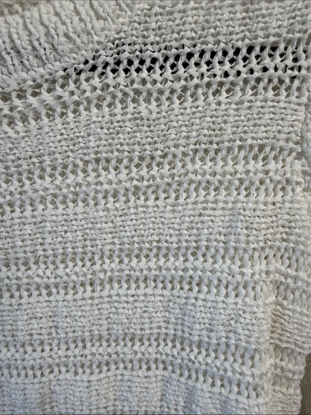 Michael Kors White Open Knit Hi-Low Lightweight Sweater Small Resort Coastal